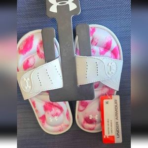 Under Armour Ignite VI Graphic Girls Size 2y White/pink Slide Sandals